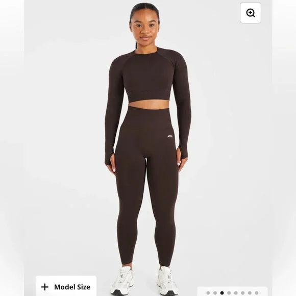 AYBL EMPOWER SEAMLESS LONG SLEEVE CROP TOP - Cocoa Brown - S - Picture 5 of 15